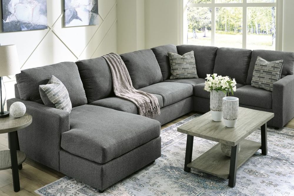 Edenfield 6 Seater Chaise Corner Suite - Charcoal