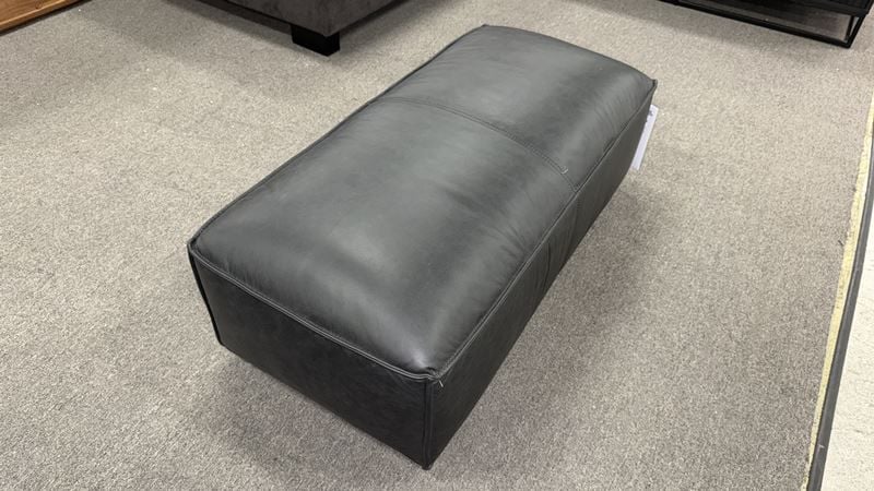 Clearance - Aspen Ottoman - Vintage Black Leather 