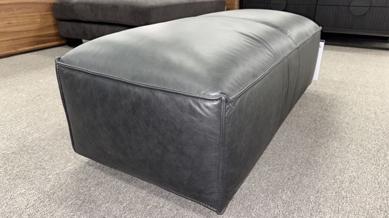 Clearance - Aspen Ottoman - Vintage Black Leather 