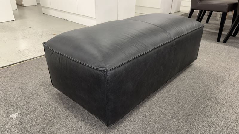 Clearance - Aspen Ottoman - Vintage Black Leather 