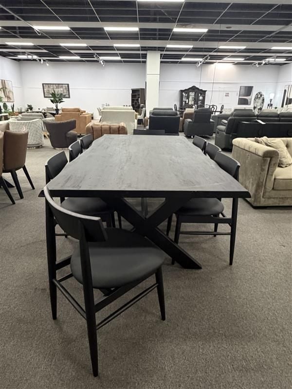 Macedon 2400 Black Dining Table + 8 Bergen Chairs