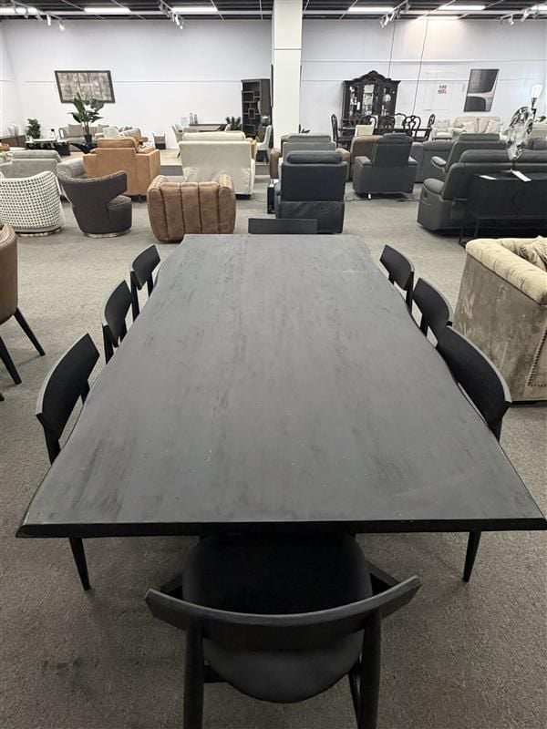 Macedon 2400 Black Dining Table + 8 Bergen Chairs