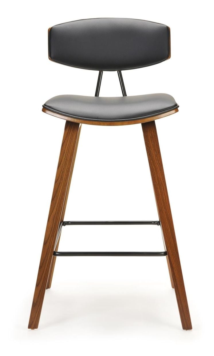 Jaxon bar Stool - Black PU - Brushed Glaze Timber