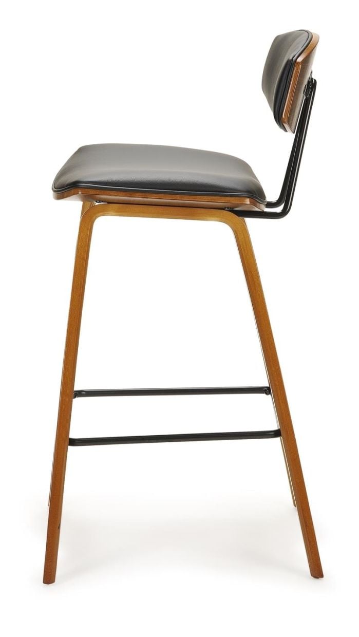 Jaxon bar Stool - Black PU - Brushed Glaze Timber