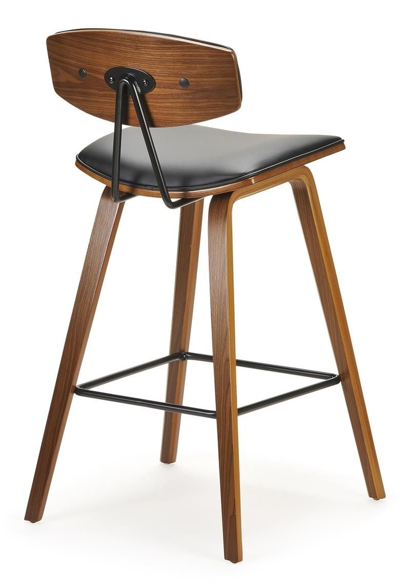 Jaxon bar Stool - Black PU - Brushed Glaze Timber