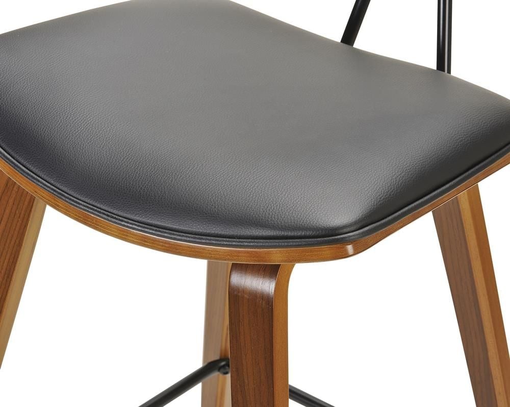 Jaxon bar Stool - Black PU - Brushed Glaze Timber
