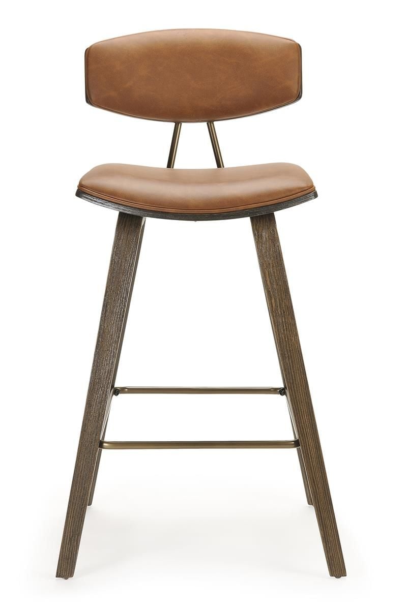 Jaxon bar Stool - Brown PU - Brushed Glaze Timber
