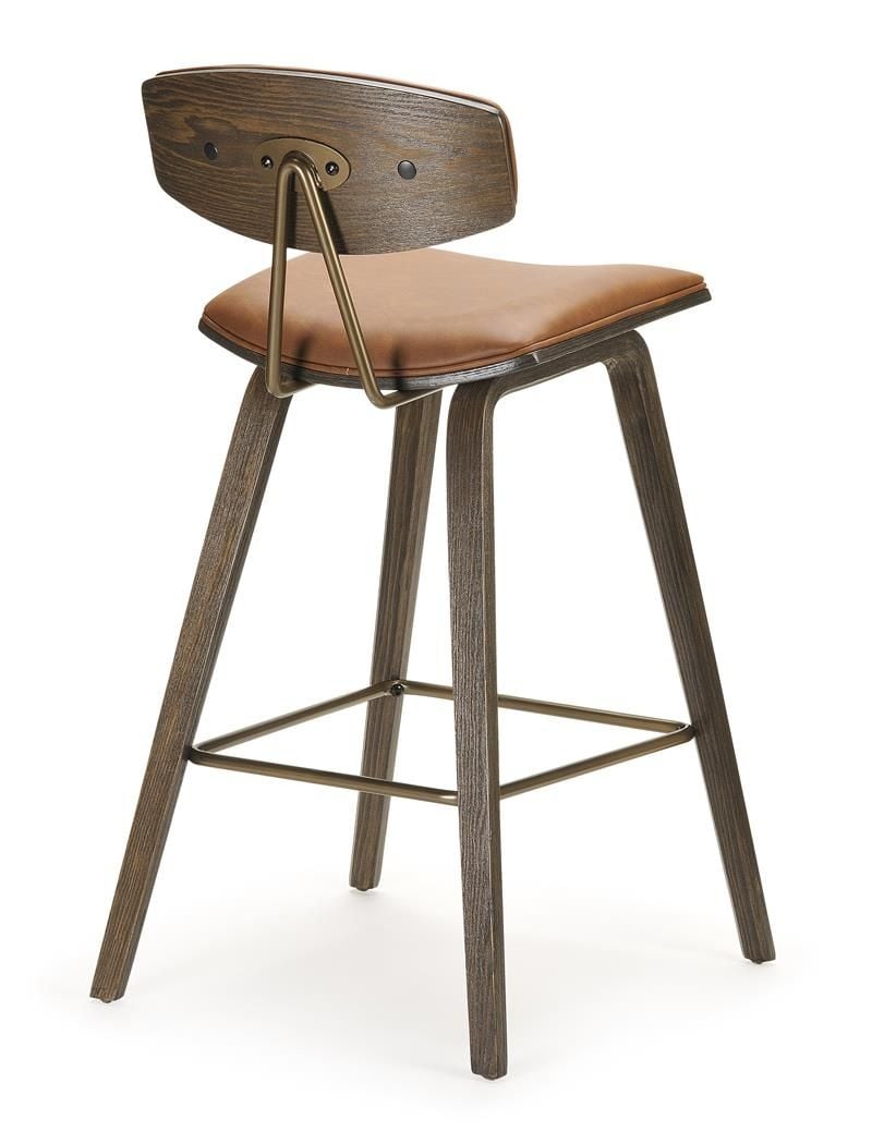Jaxon bar Stool - Brown PU - Brushed Glaze Timber