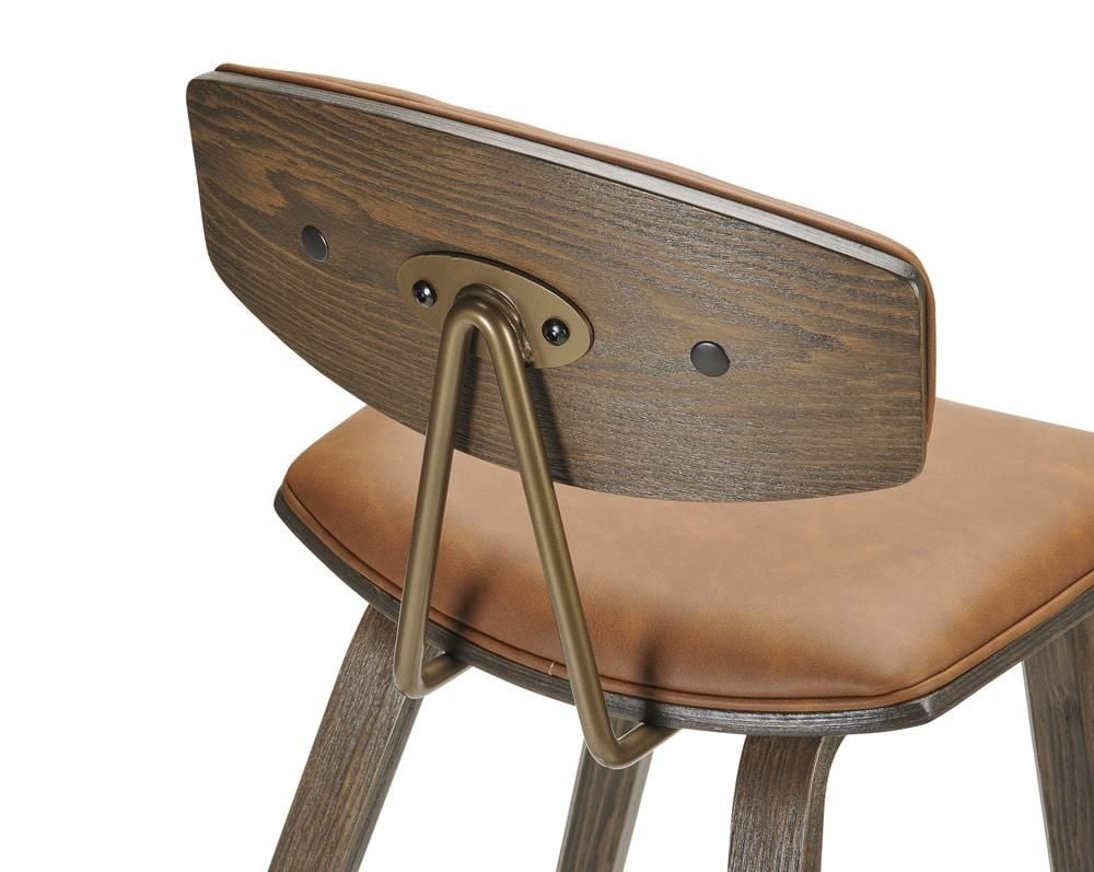 Jaxon bar Stool - Brown PU - Brushed Glaze Timber