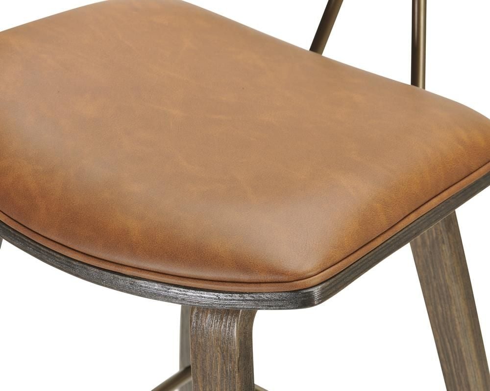Jaxon bar Stool - Brown PU - Brushed Glaze Timber
