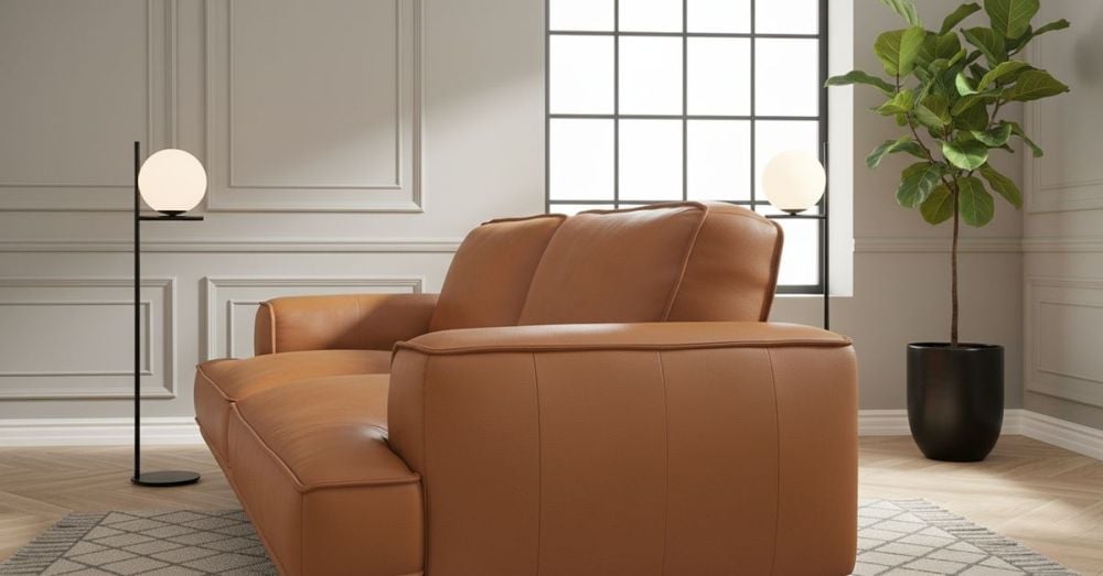 Jersey 2.5 Seater Sofa - Camel Brown Leather