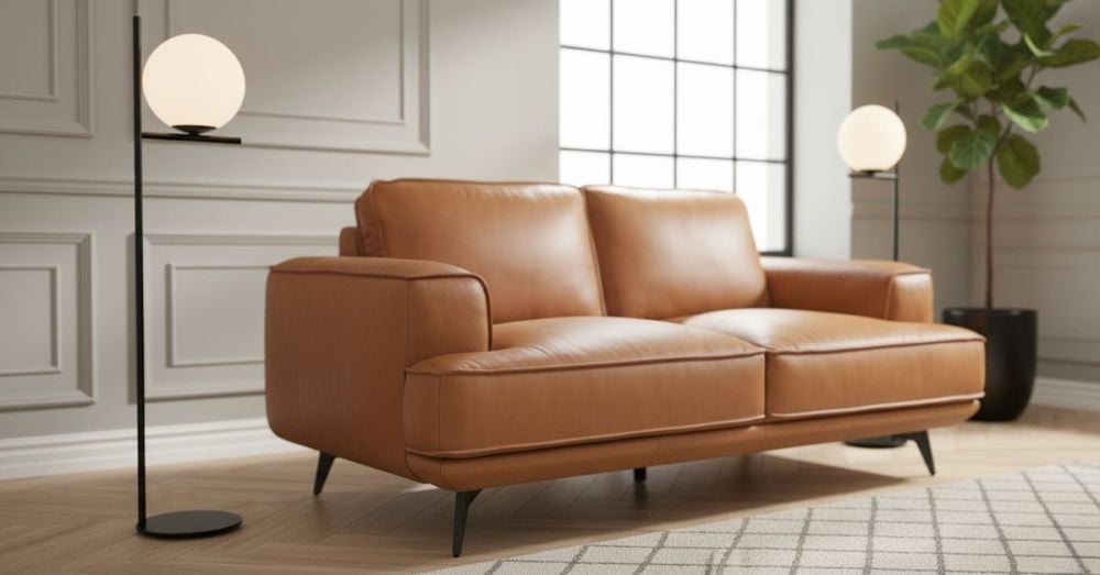 Jersey 2.5 Seater Sofa - Camel Brown Leather
