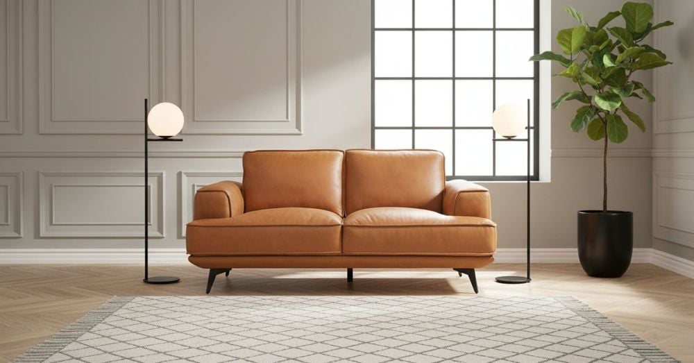 Jersey 2.5 Seater Sofa - Camel Brown Leather
