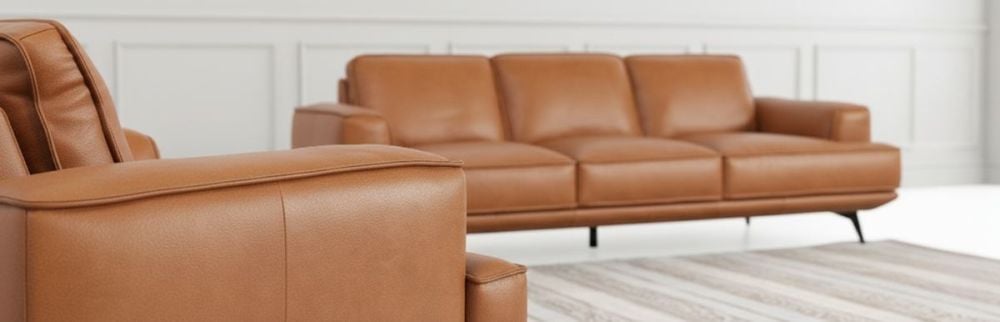 Jersey 2.5 + 3.5 Seater Sofa Suite - Camel Brown Leather