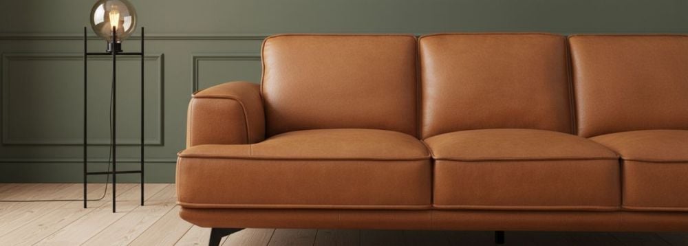 Jersey 3.5 Seater Sofa - Camel Brown Leather