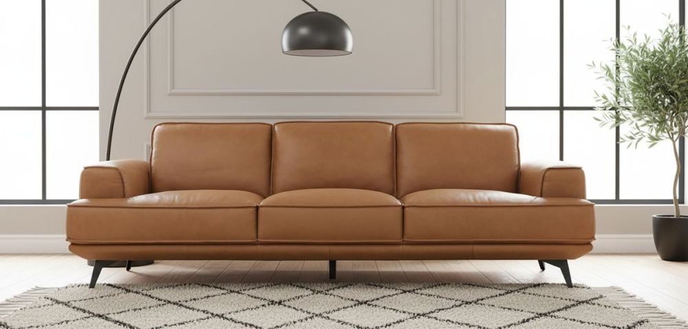 Jersey 3.5 Seater Sofa - Camel Brown Leather