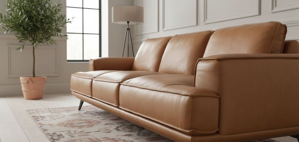 Jersey 3.5 Seater Sofa - Camel Brown Leather