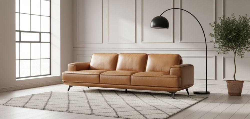 Jersey 3.5 Seater Sofa - Camel Brown Leather