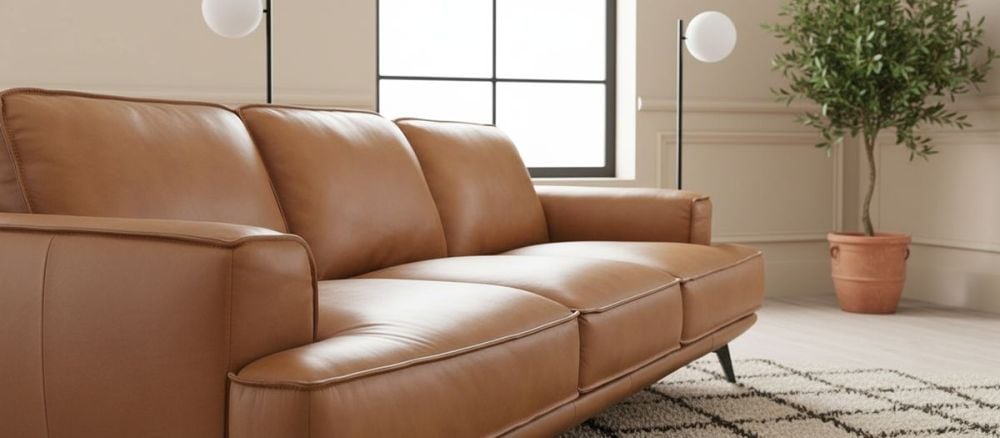 Jersey 3.5 Seater Sofa - Camel Brown Leather
