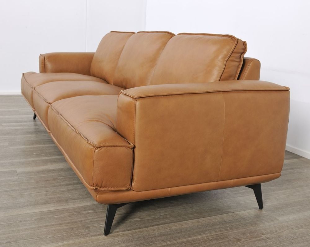 Jersey 3.5 Seater Sofa - Camel Brown Leather