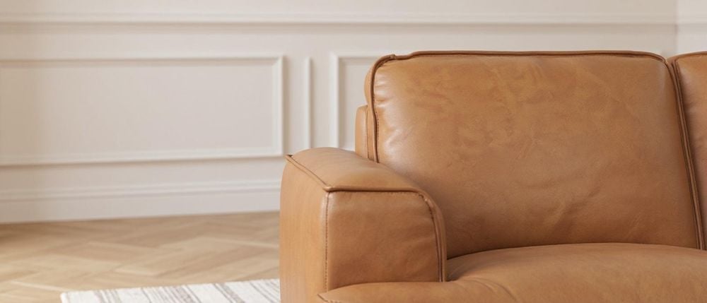 Jersey 3.5 Seater Sofa - Camel Brown Leather
