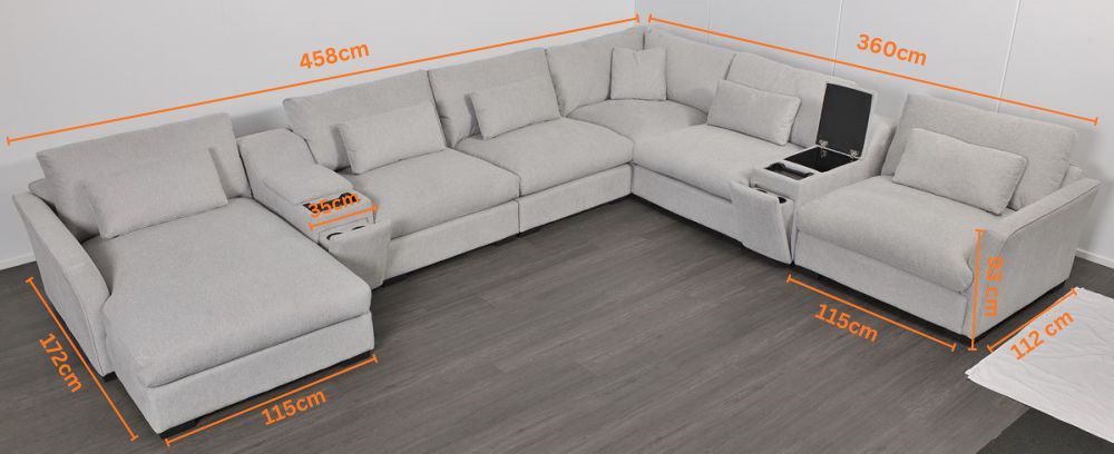 Matrix 6 Seater Corner Chaise Lounge Suite - Cloud