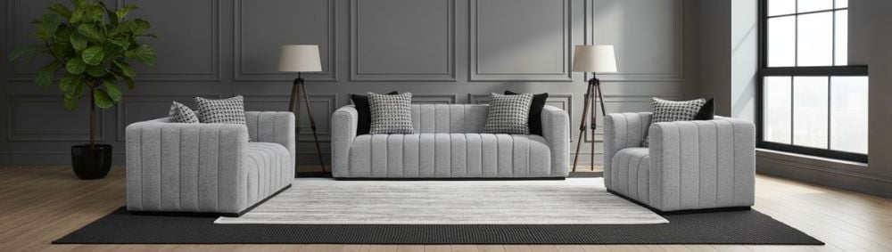Langham 3 + 2 Seater Sofa Suite - Grey