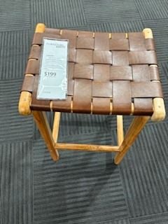 Clearance - London Counter Stool Natural Brown Leather Weave