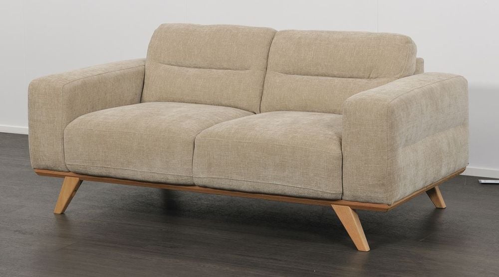 Matera 2 Seater - Cobblestone Fabric - Natural Oak Leg