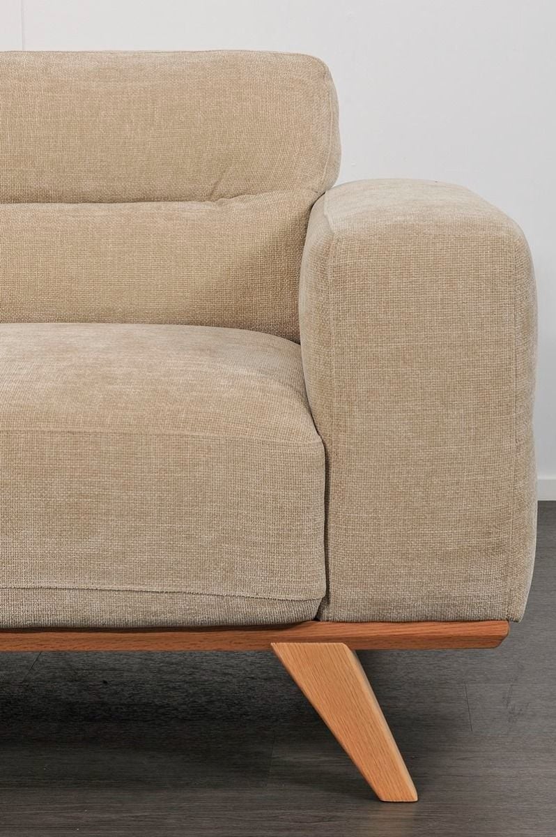 Matera 2 Seater - Cobblestone Fabric - Natural Oak Leg
