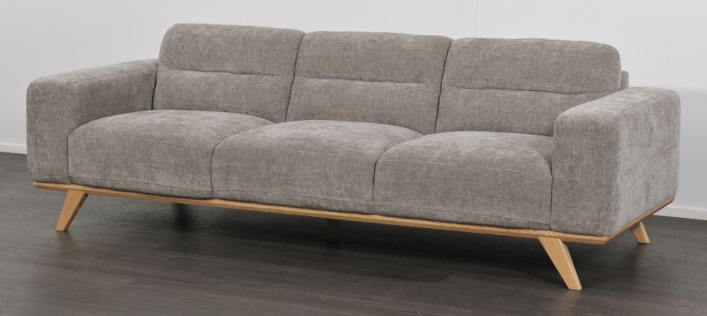 Matera 3 + 2 Seater Sofa Suite - Storm Fabric - Natural Oak Leg