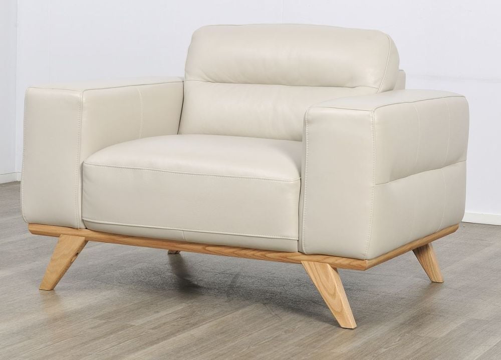 Matera Armchair - Light Grey Leather