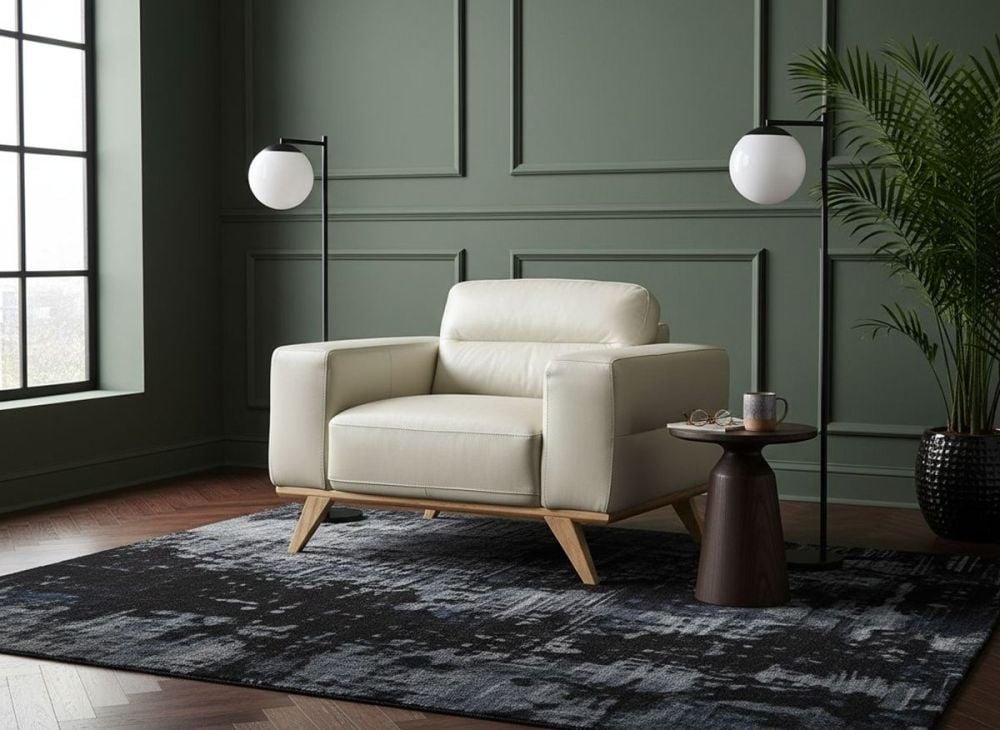 Matera Armchair - Light Grey Leather