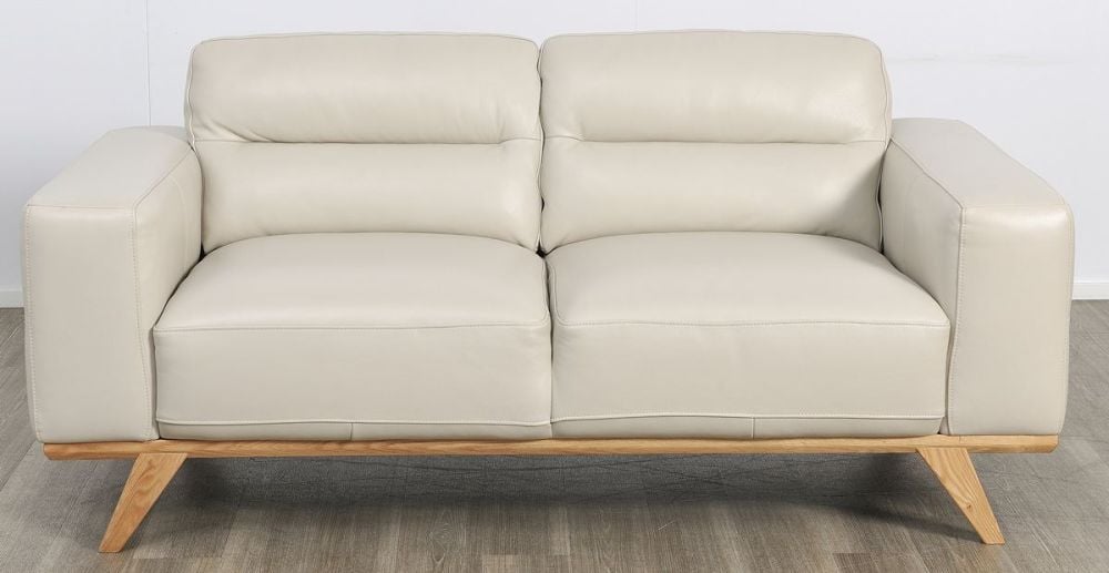 Matera 2 Seater Sofa - Light Grey Leather