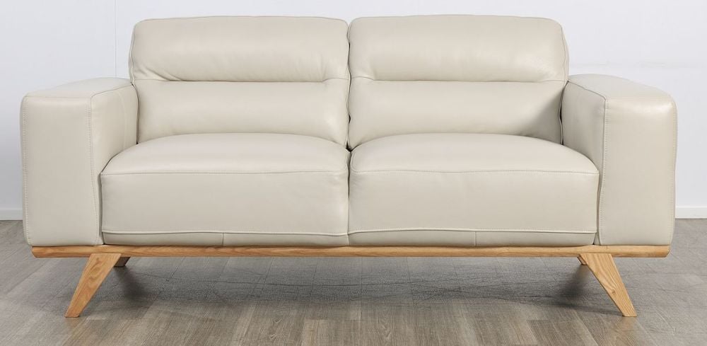 Matera 2 Seater Sofa - Light Grey Leather