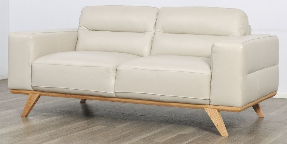 Matera 2 Seater Sofa - Light Grey Leather