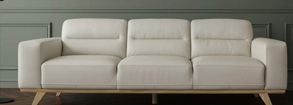 Matera 3 Seater Sofa - Light Grey Leather