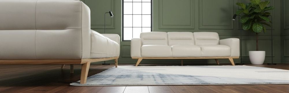 Matera 3 Seater Sofa - Light Grey Leather