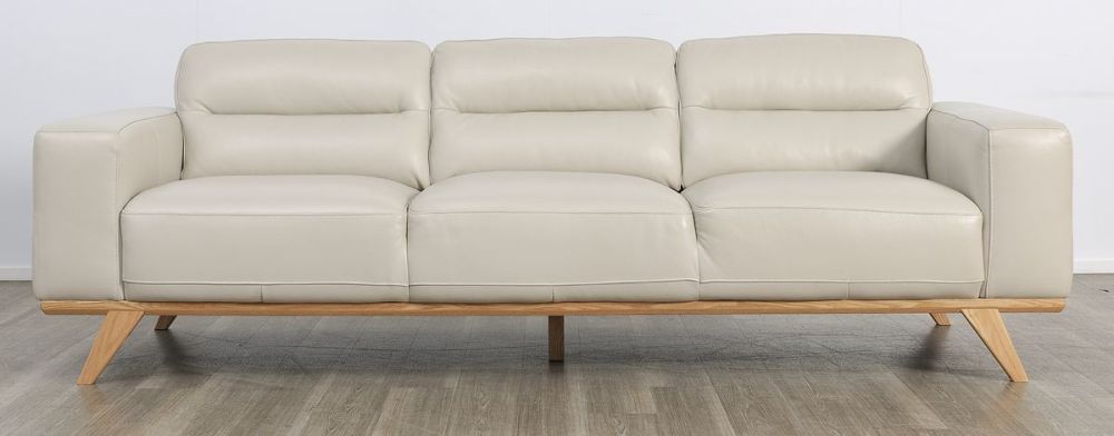 Matera 3 Seater Sofa - Light Grey Leather