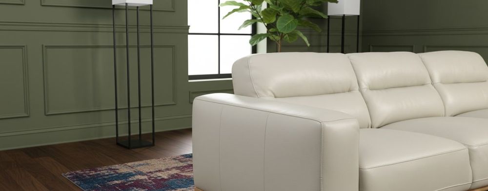 Matera 3 Seater Sofa - Light Grey Leather