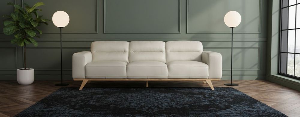 Matera 3 Seater Sofa - Light Grey Leather