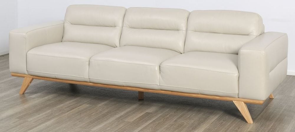 Matera 3 Seater Sofa - Light Grey Leather