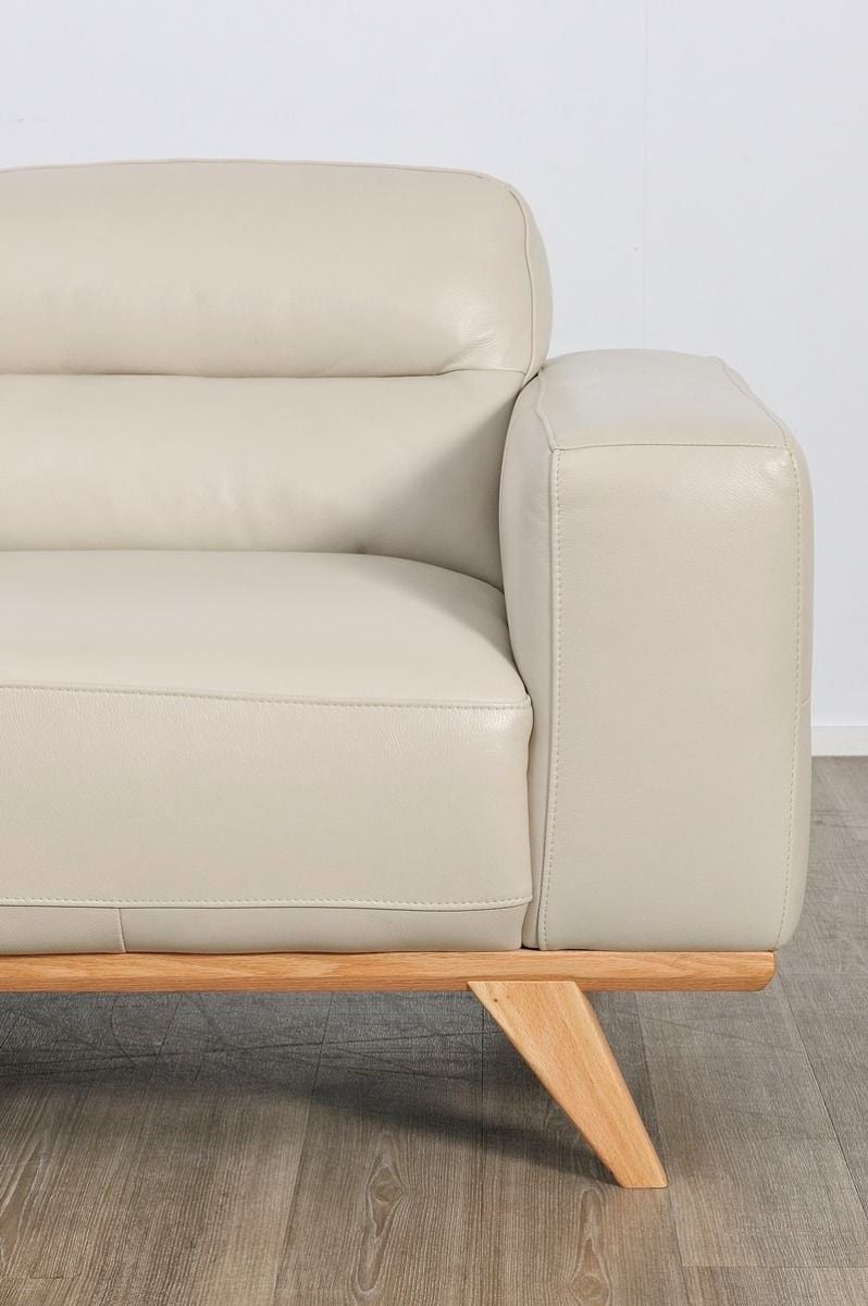 Matera 3 Seater Sofa - Light Grey Leather
