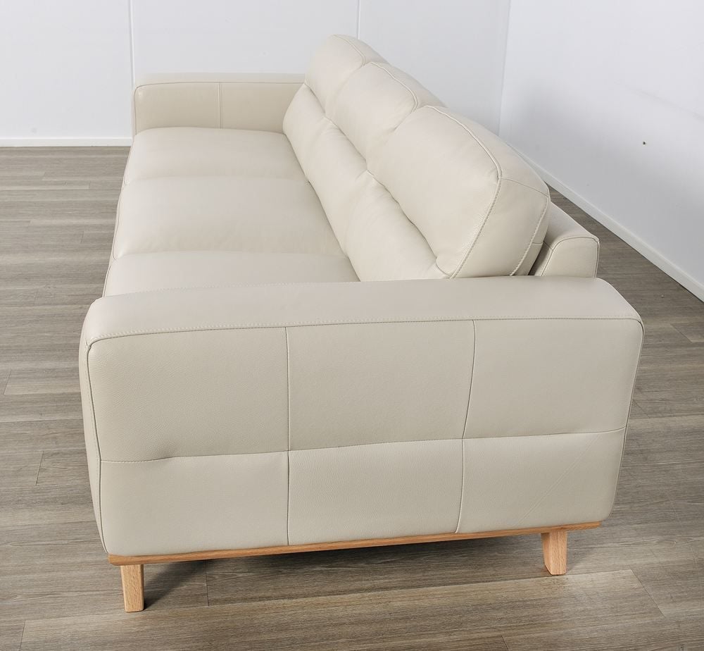 Matera 3 Seater Sofa - Light Grey Leather