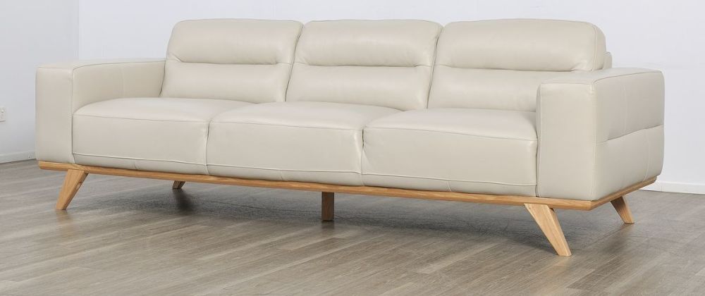 Matera 3 Seater Sofa - Light Grey Leather