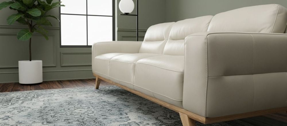 Matera 3 Seater Sofa - Light Grey Leather