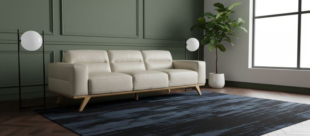 Matera 3 Seater Sofa - Light Grey Leather