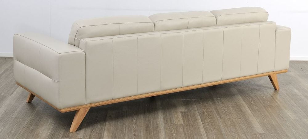 Matera 3 Seater Sofa - Light Grey Leather