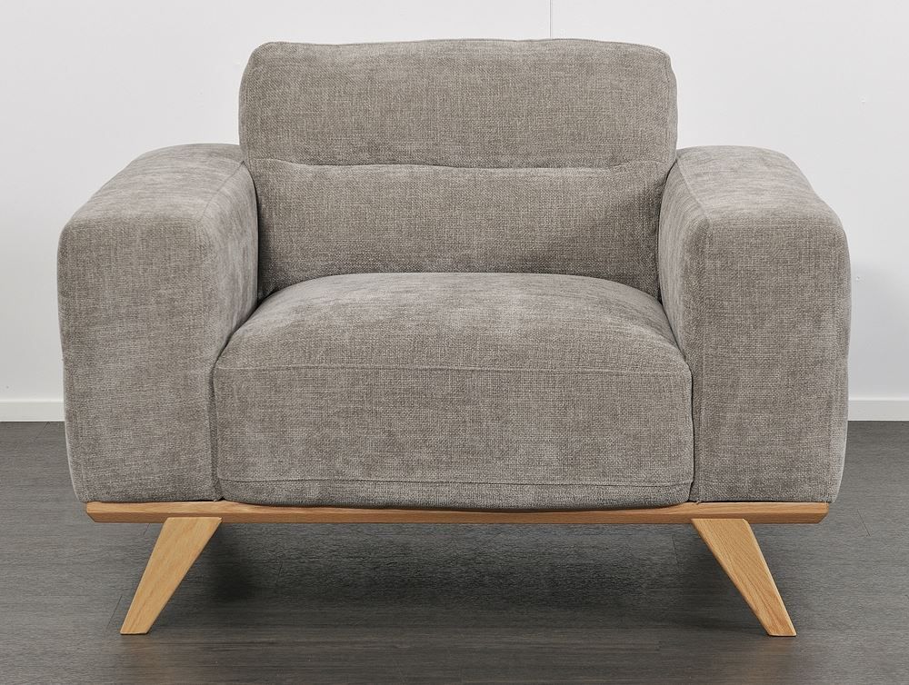 Matera Armchair - Storm Fabric - Natural Oak Leg