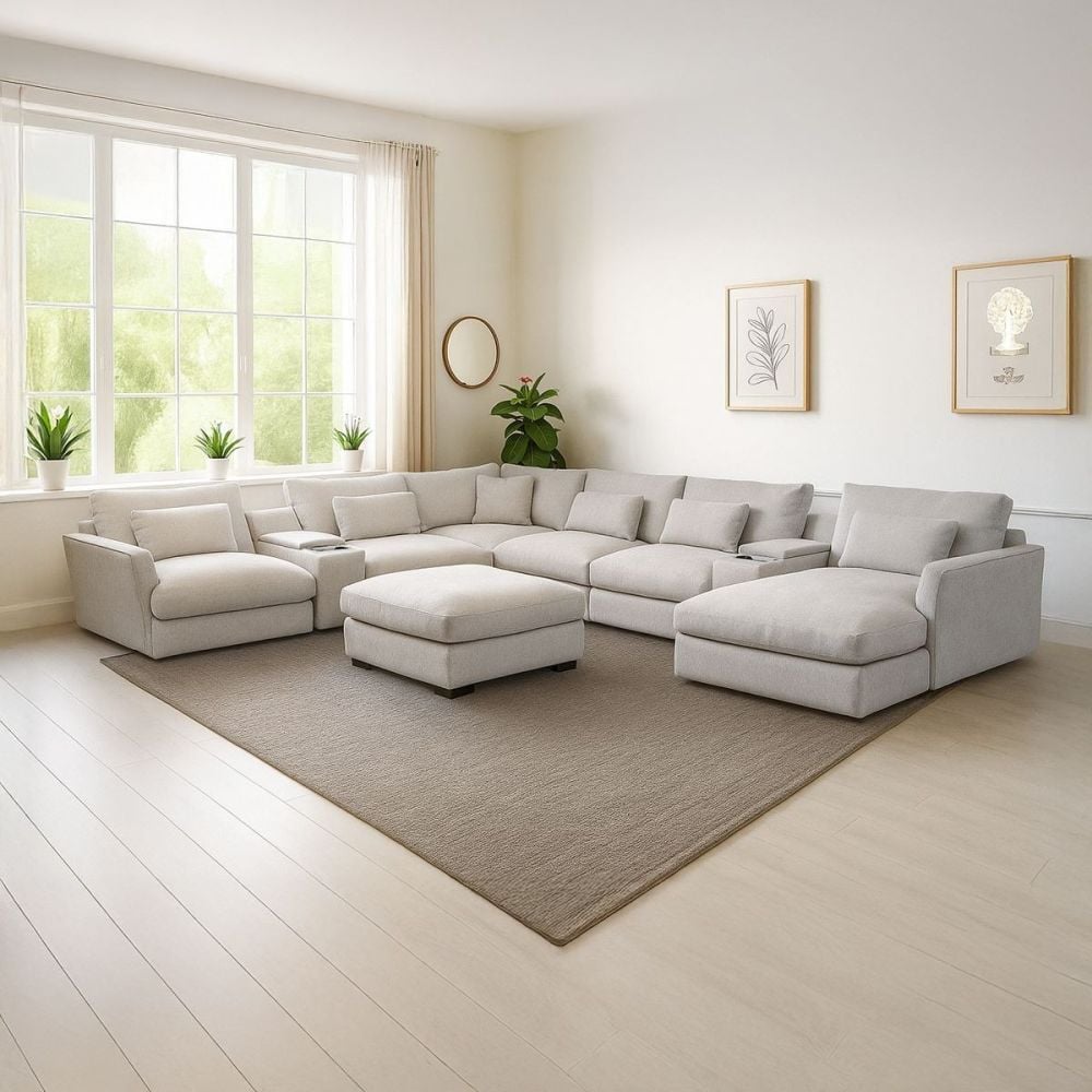 Matrix 6 Seater Corner Chaise Lounge Suite - Cloud